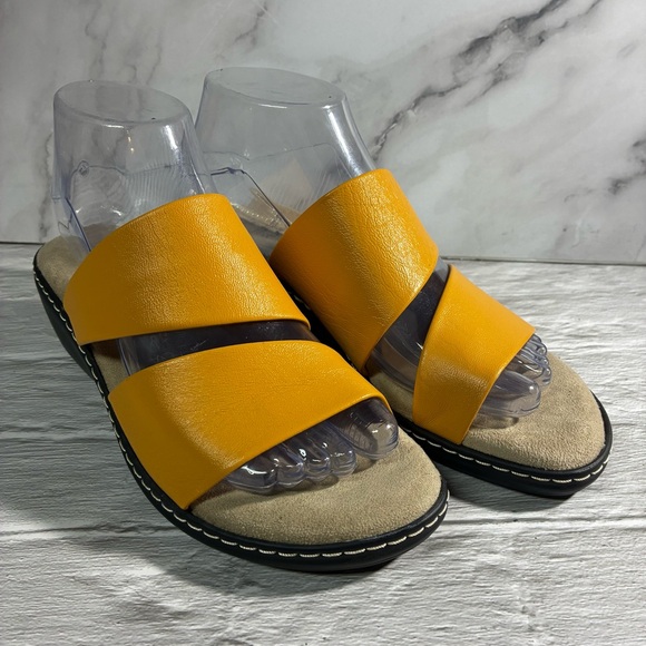 Jana Shoes - Jana Dark Yellow Gold Leather Two Strap Sandals Size US 7-7.5/EU38